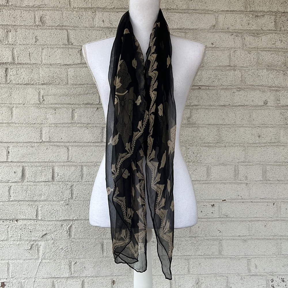 Anthropologie Silk Floral Scarf/Shawl - Picture 2 of 6